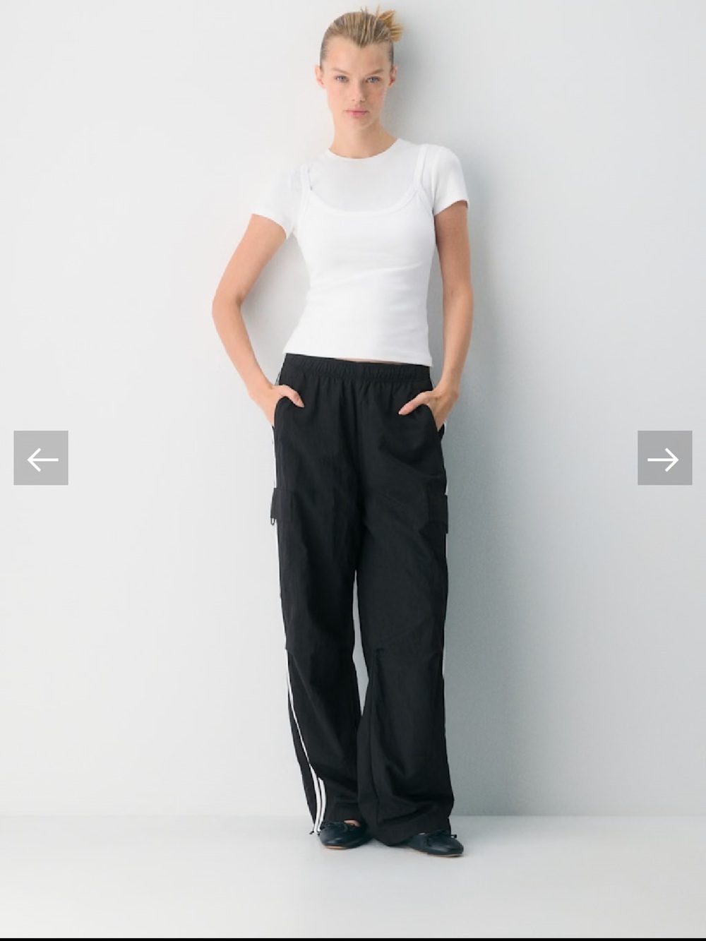 Aritzia Barry Cargo Track Pants in Black / White
